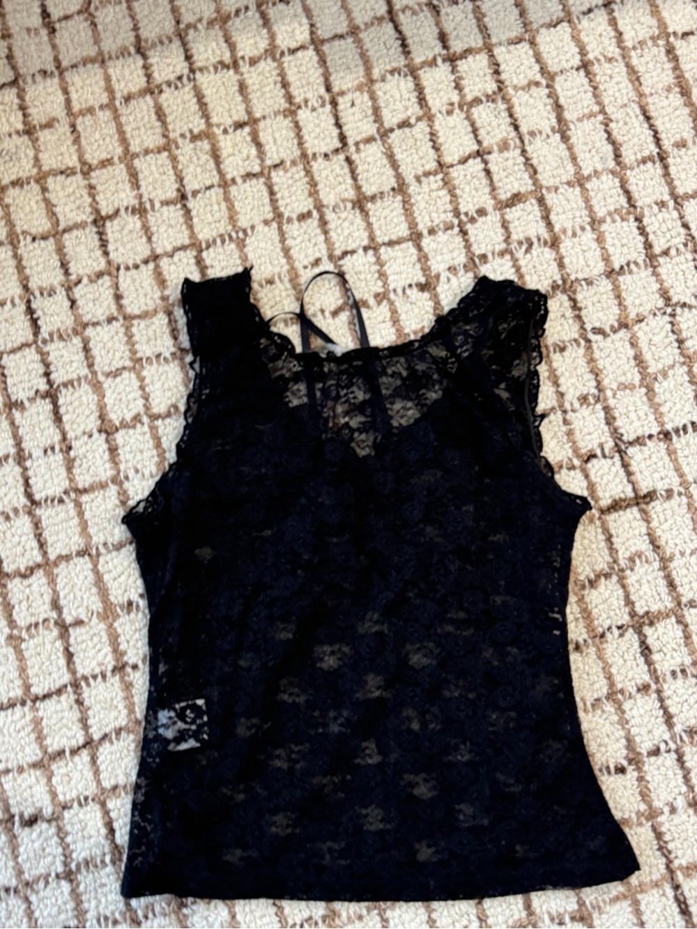 Brandy Melville Black Lace Ruffle Camisole - Picture 3 of 5